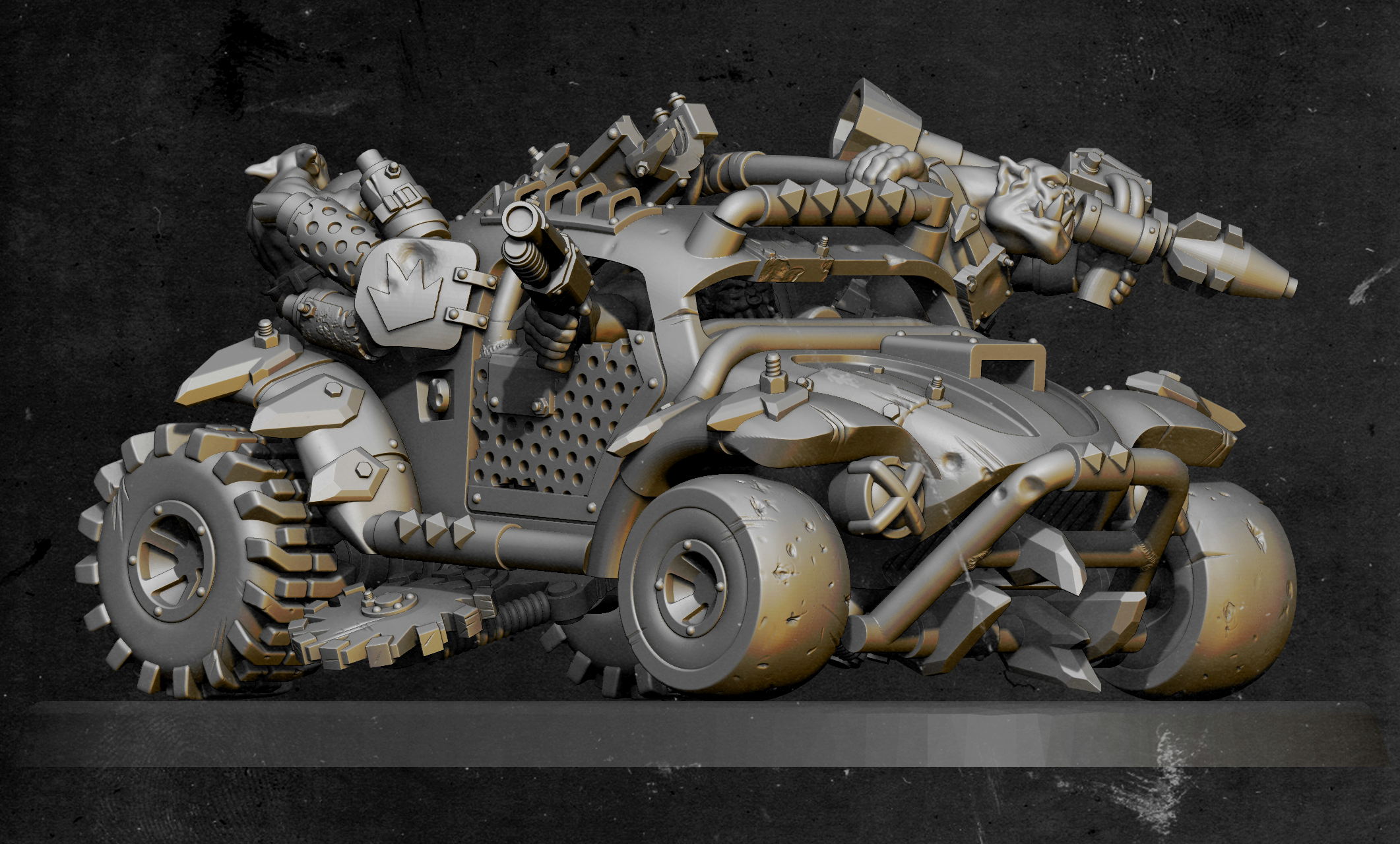 beatle buggy, scrapjet, dragster, dakka, rivet, squig ork 40k buggy 3d printing